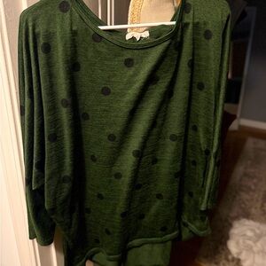 Womens Dark Green polka dot dress shirt